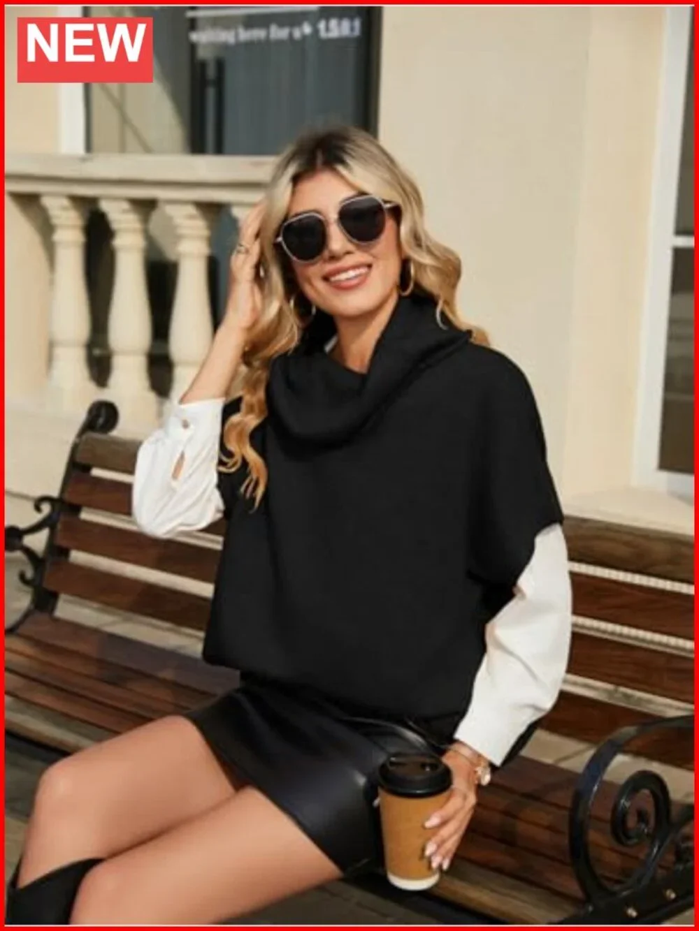 Oversized Turtleneck Sweater Short Sleeve Pullover Women's